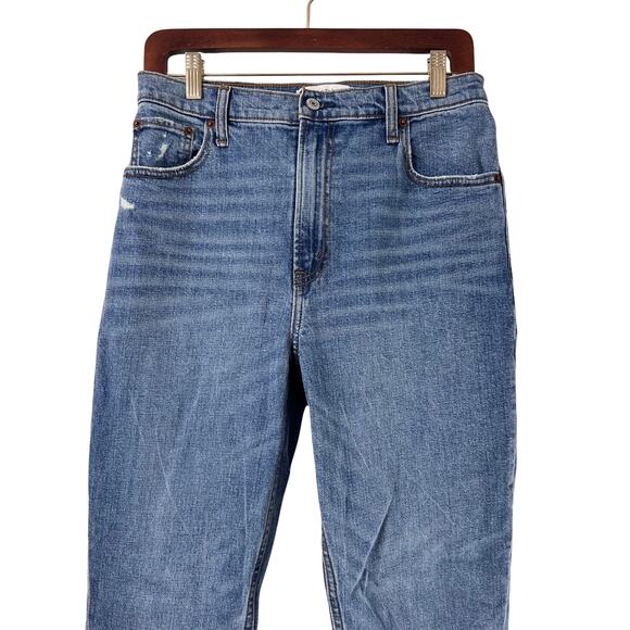Abercrombie & Fitch ’90s Slim Straight Ultra High Rise Jeans 29 Blue Distressed - Picture 6 of 7